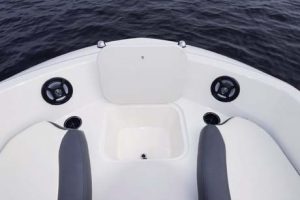 The integrated bow cooler keeps drinks handy for everyone.