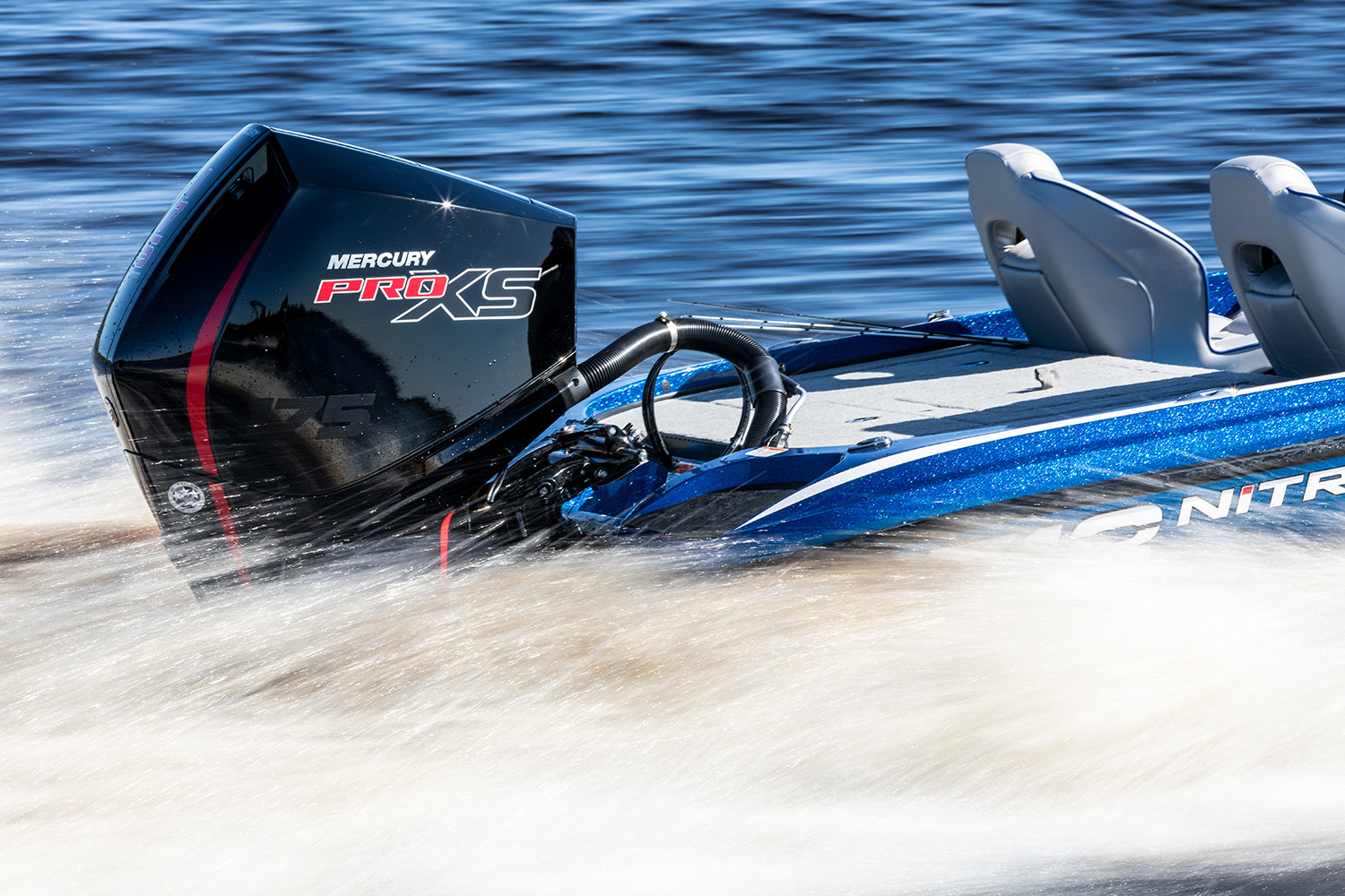 Mercury outboard on the back of a fishboat