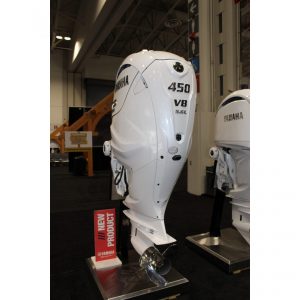 Pearl white Yahama 450hp outboard.