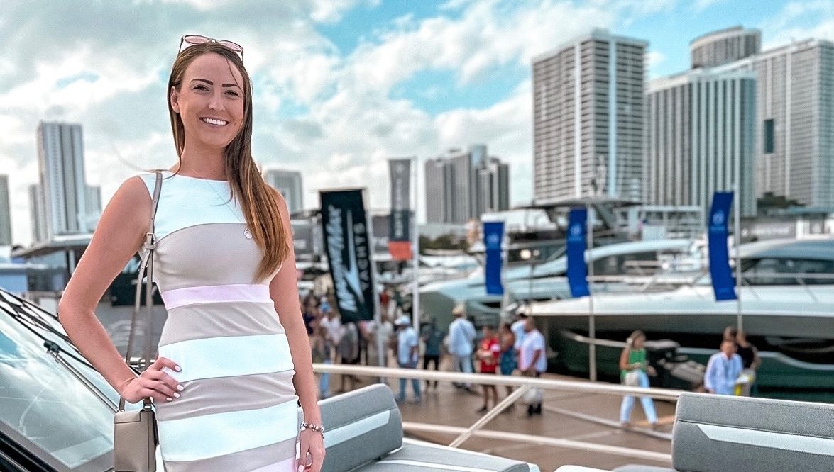 Cali Quigley on a yacht.