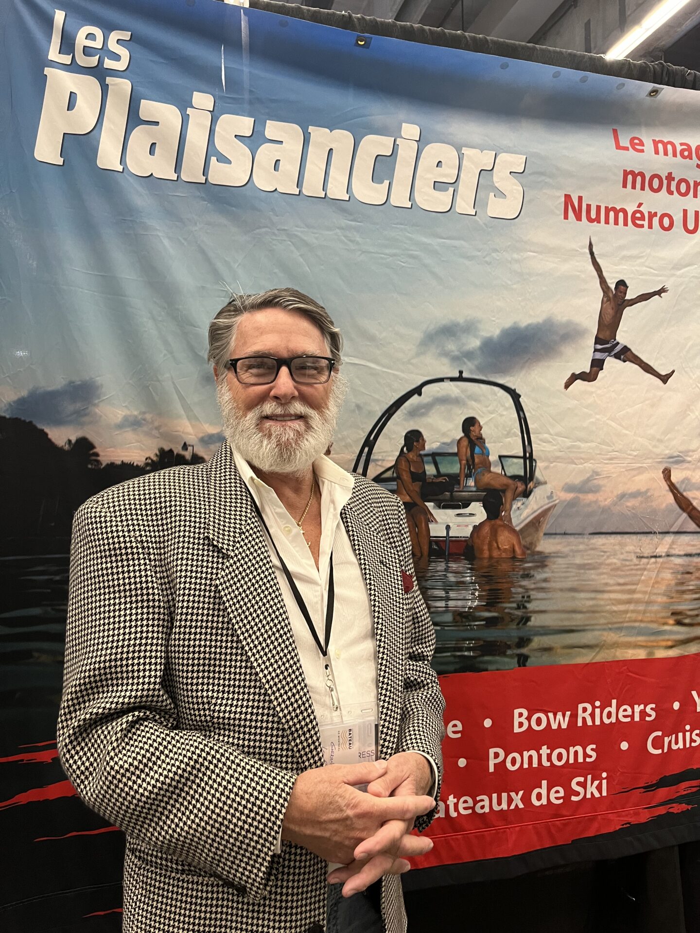 Gordon Cruise McBride at the Les Plaisanciers booth at the 2024 Montréal International Boat Show.