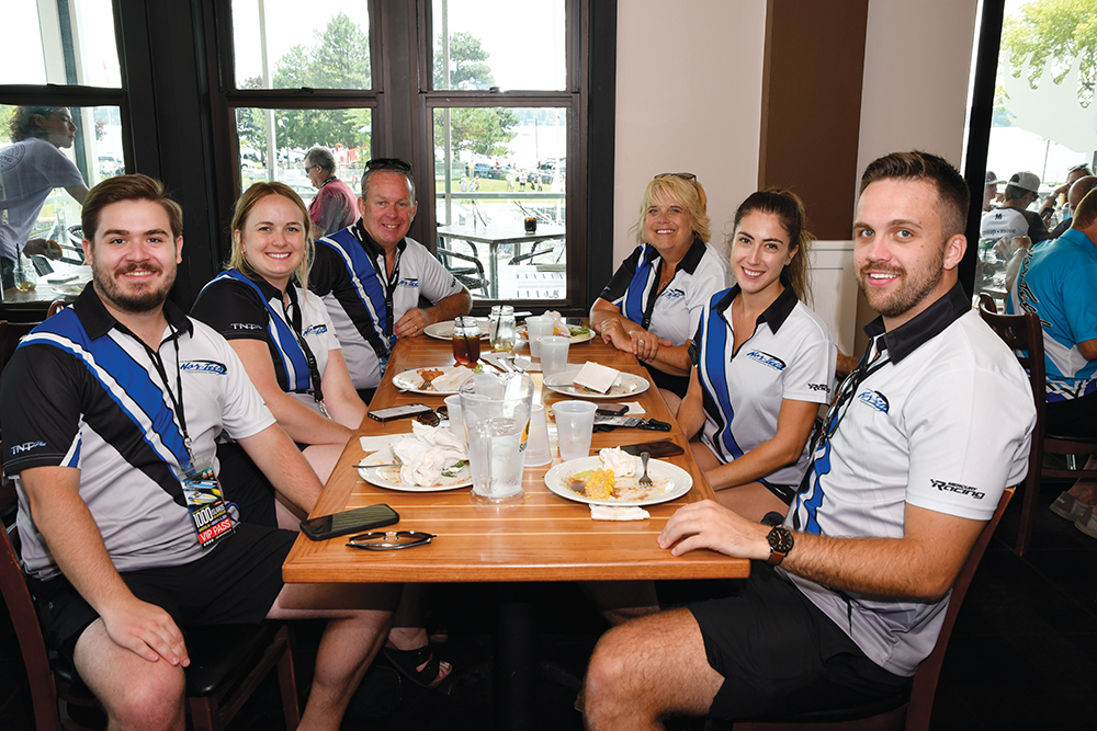 Poker runners cooling off at lunch in Moose